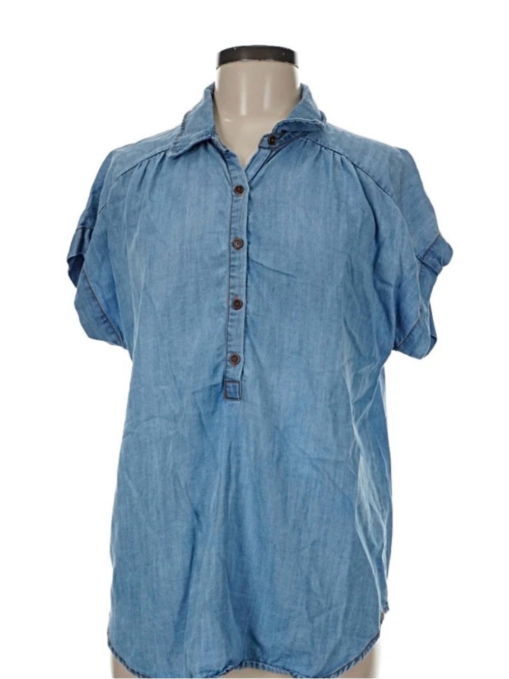 Matilda Jane Light Blue Denim-Look Button Front Blouse